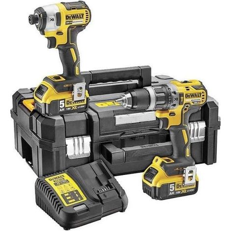 Pack Bohrmaschine + Schlagschrauber 18V Dewalt + 2 Batterien 5Ah + Ladeger√§t + Koffer Tstak - DCK266P2T