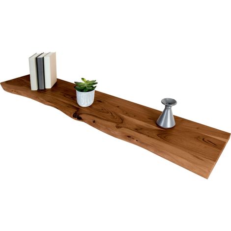 Holzplatte Arya mit echter Baumkante (einseitig), 200 x 30 cm, Akazienholz nussbaum, massiv & lackiert (1/5)