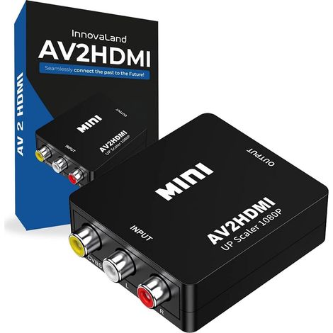 RCA-zu-HDMI-Konverter – 1 Stück – Kompaktes Design – 1080p-Analog-Digital-Wandlung – Für Konsolen und Videorecorder – Schwarz (1/4)