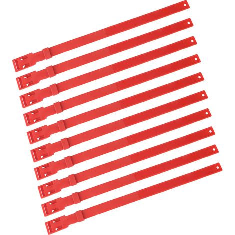 Lot de 10 colliers en PU de 58 cm (23 pouces) réglables pour animaux de ferme (vaches, chevaux, moutons), rouge (1/5)