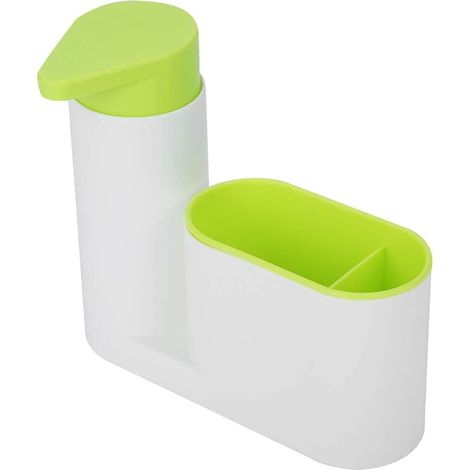 Ensemble porte-éponge, distributeur de savon, plateau de salle de bain, organiseur d'évier à 2 compartiments pour évier de cuisine, 17,5 × 6 × 16,5 cm