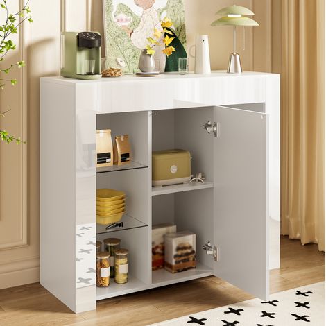 Sideboard Schrank Aufbewahrung 95x35x83 Weiß OKMYHOME (1/5)