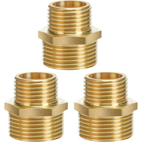 Réducteurs 1/4 à 3/8 Pouce en Laiton, Rallonge de Réduction avec Hexagone, Filetage Extérieur x Intérieur, pour la Conversion Tuyauterie(Lot 4) Mamelon Réducteur Agxag 3/4"+1/2" (1/5)