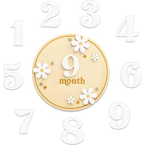 Carte Étape Bébé Bois Carte Mensuelle Bebe Accessoire Photo pour Nourrissons de 0 à 12 Mois Cadeaus Bebe Pour Cadeau Naissance Cadeau Future Parents Baby Shower Enregistrement de Croissance (Style 1)