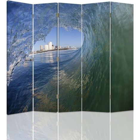 Paravento bilaterale, Onda con vista sulla città - 180x170 (1/5)