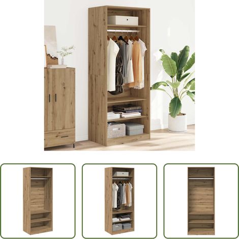 vidaXL Armario de madera de ingeniería roble artesanal 80x50x200 cm (1/5)