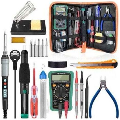 Kit Fer a Souder electrique a Affichage Numerique 60W Ensemble de 18 pieces Temperature Reglable 100�� a 480�� Avec Multimetre,TRIMEC (1/4)