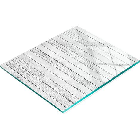 Tabla de servir de cocina de cristal con gr谩ficos, madera blanca, 60x52 cm
