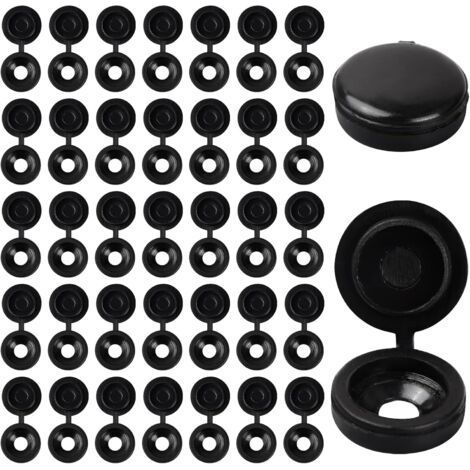 100er-Packung Klappschraubenkappen, Kunststoff-Schraubenabdeckungen, korrosionsbeständige, wasserdichte Schraubenstopfen, Klappschraubenabdeckungen, schwarze Schraubenabdeckungen für Möbel, Schränke u (1/5)