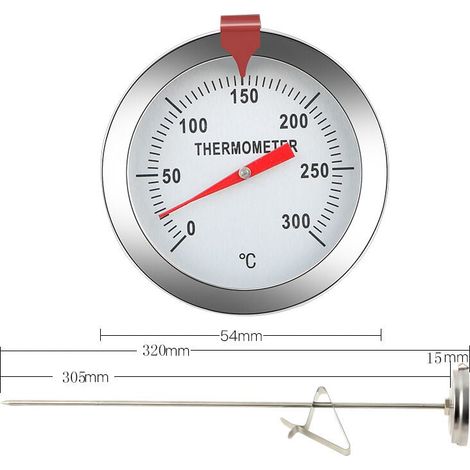 Termómetro de cocina de 30 cm de largo, de acero inoxidable, con pinza para termo para barbacoa casera - Diales y sondas (1/5)