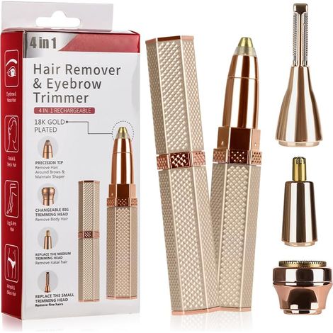Rasoir Electrique Femmes, 4 en 1 Rasoir Visage Femme Electrique Rechargeable, Tondeuse Electrique, Epilateur Visage pour Joues/Sourcils/Menton/Bras/Aisselles/Jambes (1/5)