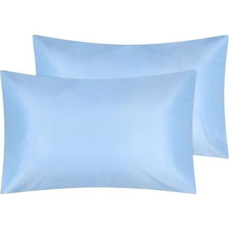 Taie d'oreiller 50 x 75 cm Lot de 2 Housse Oreiller Facile à Laver Microfibre Doux Et Brossé avec Respirante et Infroissable Fermeture à Enveloppe Housse d'oreiller Coussin,Bleu (1/5)