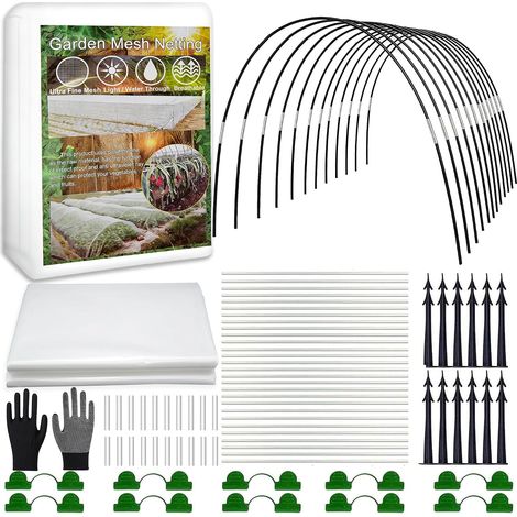 Lot de 30 tunnels de plantation, 3 x 6 m, filet anti-insectes, tunnel en film pour plate-bande surélevée, filet de protection des légumes, filet de protection contre les insectes, filet (1/5)