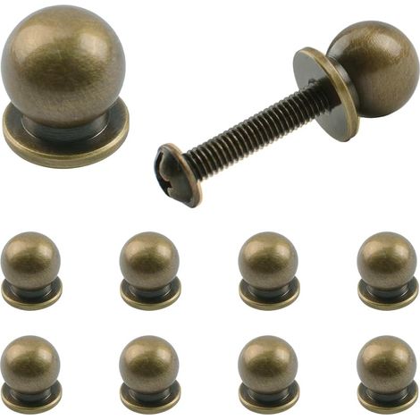Lot de 10 mini poignées de tiroir, petits boutons pour boîte à bijoux, bouton à trou unique avec vis en laiton massif pour miroir, placard, boîte en bois et autres petits meubles, bronze