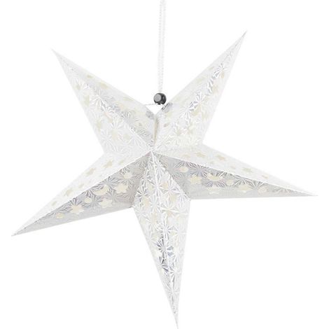 Lanterne en papier étoile de 30 cm, abat-jour pentagramme 3D pour Noël, Halloween, anniversaire, décorations à suspendre pour la maison (argenté)-30cm-Silver