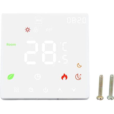 Thermostat intelligent à écran tactile, chauffage au sol programmable pour chaudière à gaz, chauffe-eau avec fonction de température constante 90-240 V (1/4)