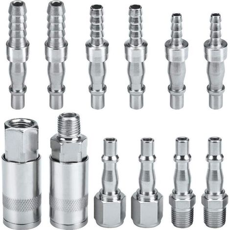 ALLIANDISTuyau De Conduite D'air Compresseur Raccord Coupleur D'air et Kit Plug Couplings Connecteur Mâle Femelle, BSP 1/4\ (1/4)