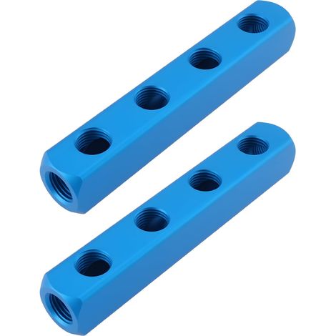 Lot de 2pcs Séparateurs de Compresseur d'air Filetage Femelle 1/4'' BSP Raccord Collecteur pour Compresseur d'air (4 Voies) (1/5)