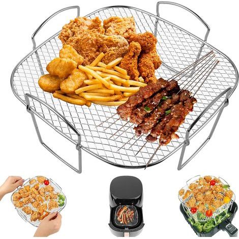 Grille de cuisson pour friteuse à air chaud, en acier inoxydable, accessoires pour friteuse à air chaud, accessoires pour grille de déshydratation, four, 20 x 20,5 x 10 cm (1/5)