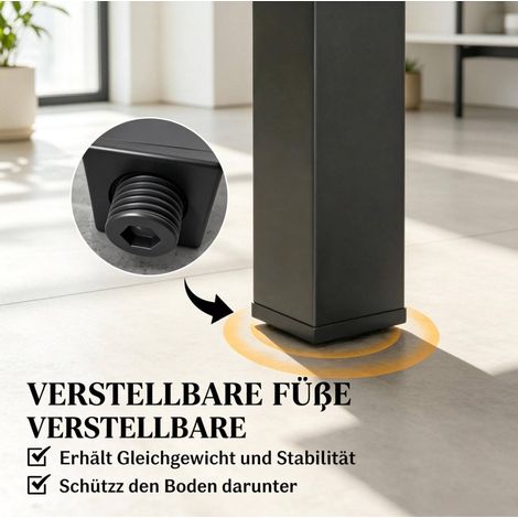 Table de jardin extensible en aluminium effet bois pour 4-6 personnes, 80-160 cm, noire (1/5)