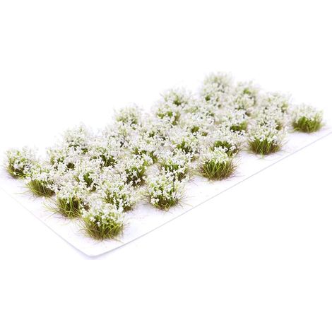 32pcs Touffe d'herbe Statique 8 mm Auto-Adhésif Statique Herbe Chemin De Fer Gazon Artificiel Modélisation Wargaming Terrain Modèle - Blanc (1/5)