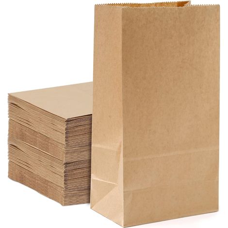 Sacs en Kraft 100 Pièces - Grande Pochette Papier pour Bonbon, Cadeau, Sachet Alimentaire - Noël, Fête, Anniversaire, Mariage, Hamburger, Fruits, Pain (18  11  32 cm) (1/5)