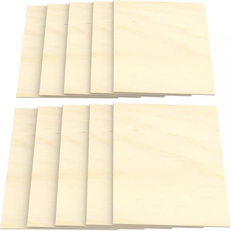 10x Hoja de Contrachapado de Abedul A4 de 10 mm (210 mm x 297 mm) Panel de Madera Maciza para Bricolaje, Corte con Sierra de Marquetería, Modelismo, Decoración, Paneles de Contrachapado BB/BB (1/2)