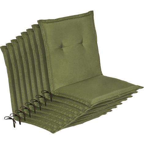 Lot de 8 coussins pour chaises de jardin à dossier bas Loft NL, 100 x 50 x 6 cm, vert olive (1/5)