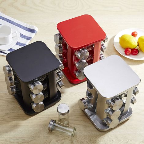 Gewürzstreuer aus Edelstahl, Salzstreuer aus Glas, Küchenutensilienbox (1/4)