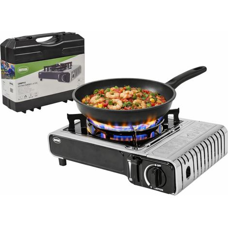 Réchaud de Camping Portable Camp01, 1 Brûleur 2,2 kW, Acier Inoxydable, Compatible Cartouches B-250, Pour Cuisine Extérieure, Cuisinière Portable, Acier Inoxydable (1/5)