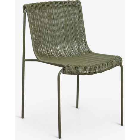 SKLUM Gartenstuhl aus synthetischem Rattan und Stahl Revia Tiefes Grün Olive