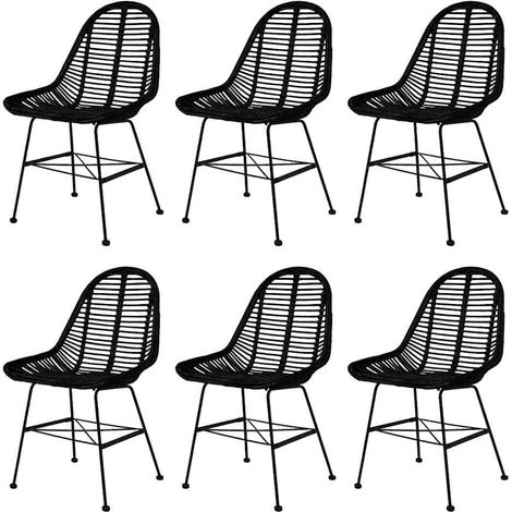 vidaXL Chaises à manger lot de 6 noir rotin naturel (1/5)