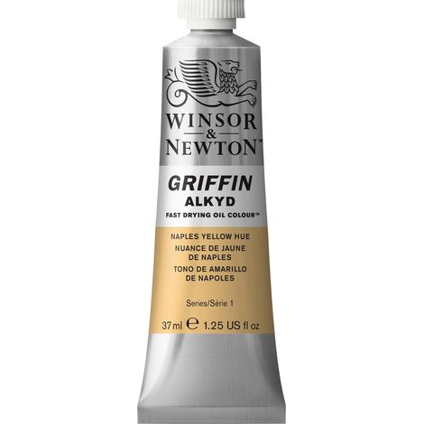 Winsor & Newton 8840492 Griffin Alkyd vernice ad olio a rapida essiccazione tubo da 37 ml, a base di pigmenti di alta qualità, resistente alla luce - Giallo di napoli