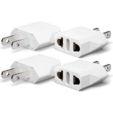 Lot de 4 adaptateurs de prise européenne vers américaine, adaptateur de prise américaine vers espagnole, adaptateur de prise américaine pour Europe/États-Unis/Chine/Japon/Canada/Mexique - Blanc (1/5)