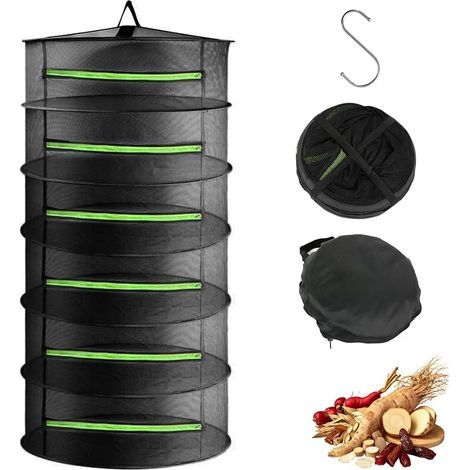 Filet de Sechage, 6 Couches Séchoir à Herbes avec Crochets, Pliable Séchoir à Herbes à Suspendre, Panier de Séchage pour Plantes (1/5)
