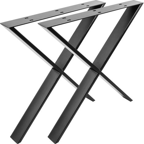 PrimeMatik - Pieds en 'X' de table en acier 680 x 80 x 710 mm 2-pack (1/5)
