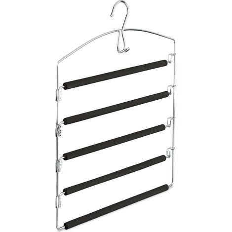 Set di 3 pratiche grucce multiple per pantaloni gonne 44,5 x 37 x 2,5 cm in ferro cromato nero 130006738