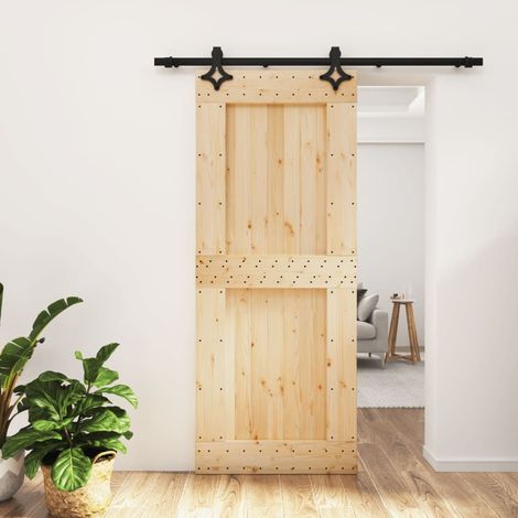 Puerta corredera con herrajes madera maciza de pino 85x210 cm vidaXL (1/5)