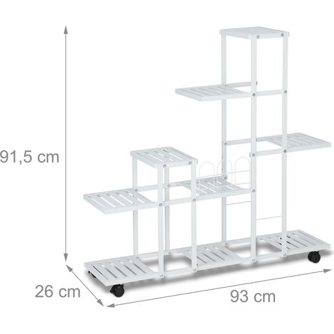 Étagère à plantes modulable design moderne 9 emplacements 80 x 30 x 160 cm en acier blanc (1/3)