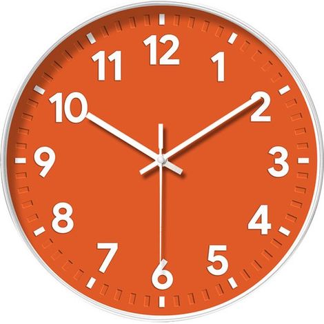 Horloge murale silencieuse – 30 cm – Orange – Cadran vif – Cuisine et salon – Quartz (1/4)