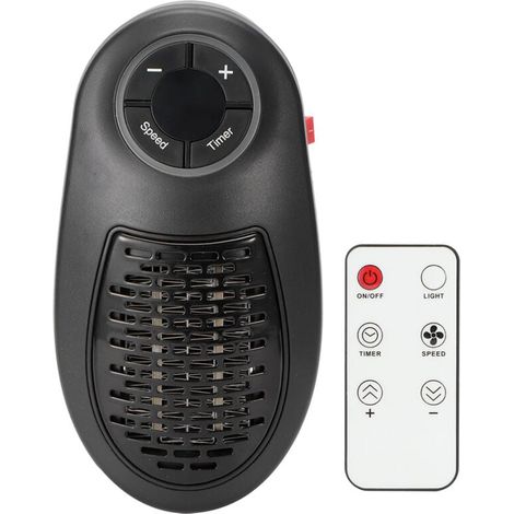 Mini chauffage domestique Télécommande Minuterie réglable 2 vitesses Réchauffeur d'air Silencieux Prise UE 220V (1/4)