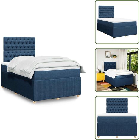 Materasso insacchettato - vidaXL Giroletto a Molle con Materasso Blu 120x190 cm in Tessuto - Testiera regolabile