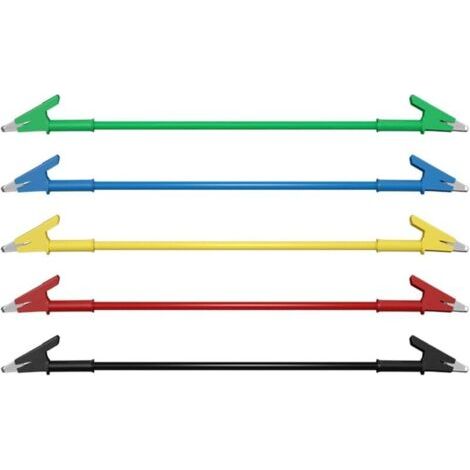 Lot de 5 câbles de test robustes à pince crocodile 1 mètre de fil flexible à double extrémité pour les tests électriques, haute conductivité