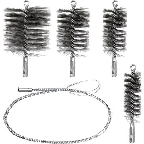 5 Pieces Hedgehog Sweeping Kit, Metal Brush, Chimney Cleaning Pellet Stove, Cleaning Soft Sheaths, Cleaning Stove Pipes and Rust Removal (1/5)