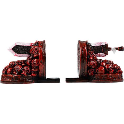 Bookends - Skulls Design - Polyresin - For Bookshelf Library Study Decor - Set Of 2 (1/5)