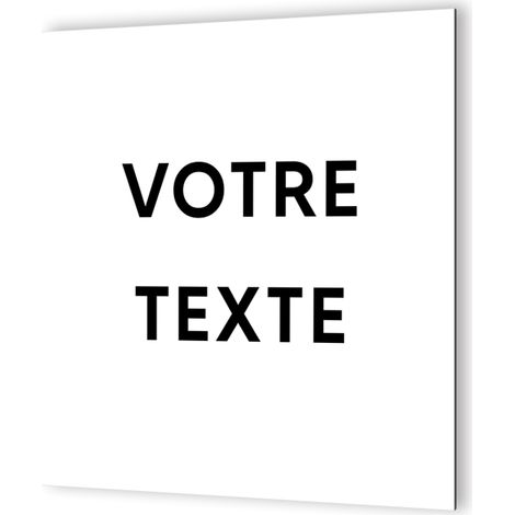 Panneau personnalisable - Signalétique Dibond Aluminium brossé - Blanc et Noir - 20x20 cm, 3 mm, 1 ou 2 lignes de texte (1/5)