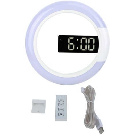 RHG Horloge murale LED de Style moderne et innovant, décoration de la maison avec fonction d'alarme et de lumière de température, blanc (1/5)