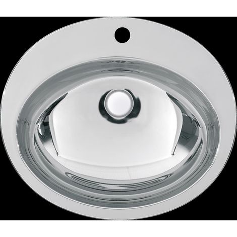 KWC Ovalbecken, RONDO, Edelstahl, 531x159x456 mm, Überlauf, Hahnloch, Hochglanz (1/2)