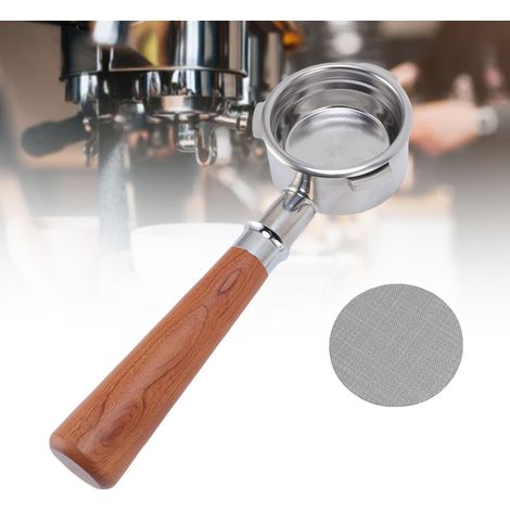 Portafiltro sin fondo para cafeteras de 58 mm con mango de madera maciza, disco dosificador y amplios accesorios, apto para Petrus y Gemilai. (1/5)