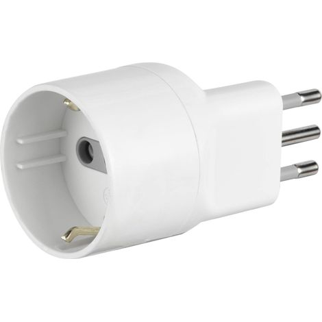 Adattatore Disassato Schuko 10A 2P con T Salvaspazio da Spina 6777102 (1/4)